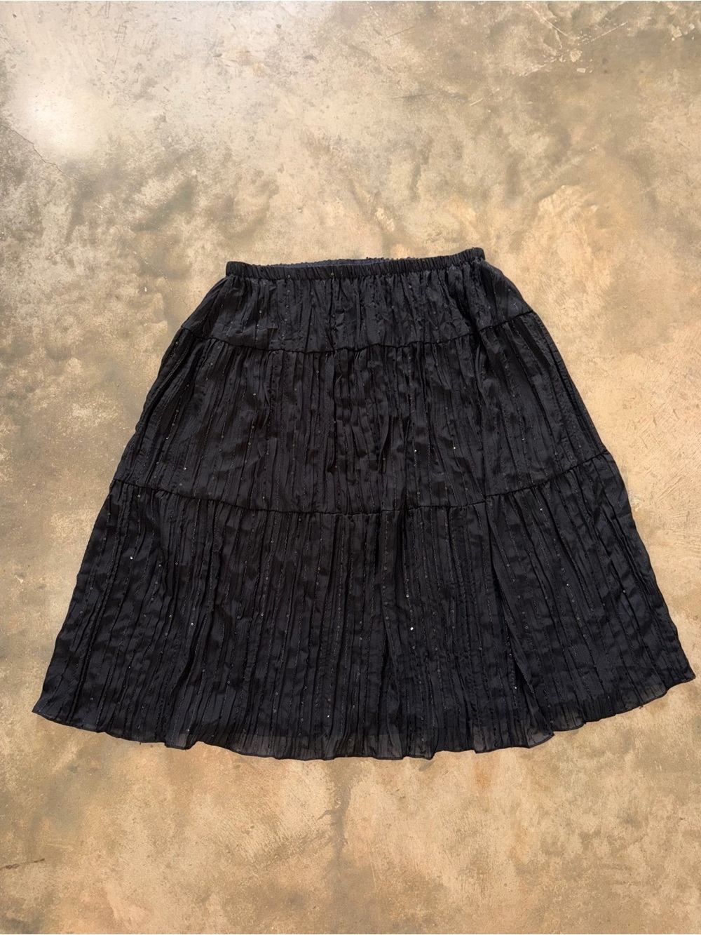 California Krush Black Tiered Sequin Maxi Skirt Elastic Waist Plus 1X